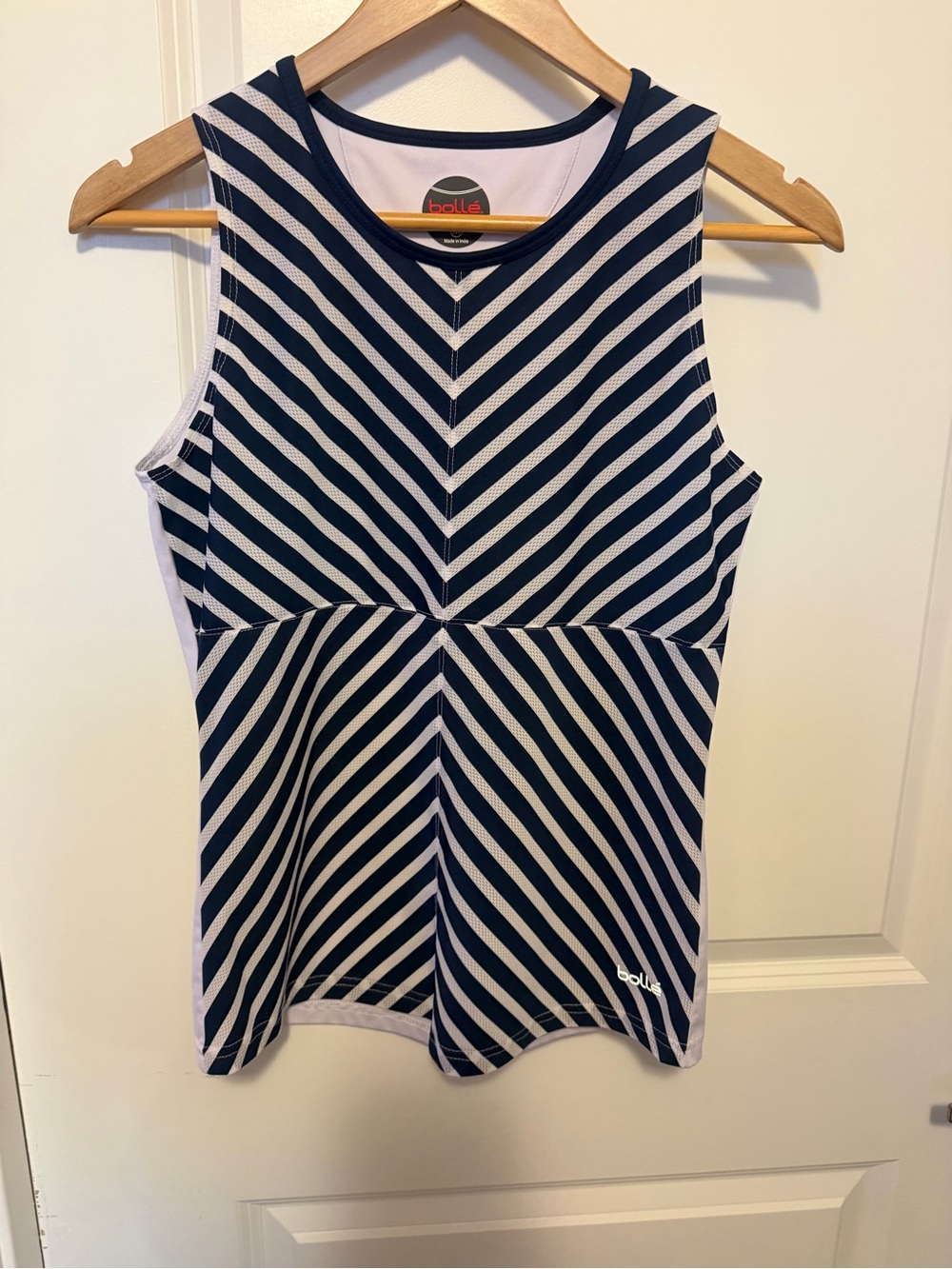 bolle Navy and White Diagonal Stripe Athletic Tank